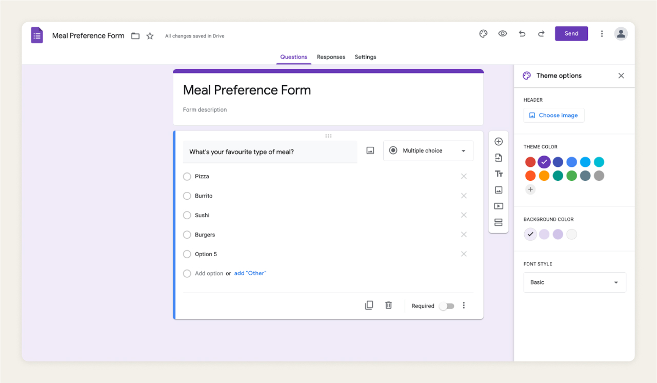 Google Forms interface (Image Source: Google Forms)